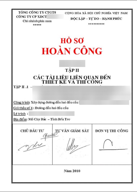 Nội dung chi tiết cụ thể cần có trong hồ sơ hoàn công