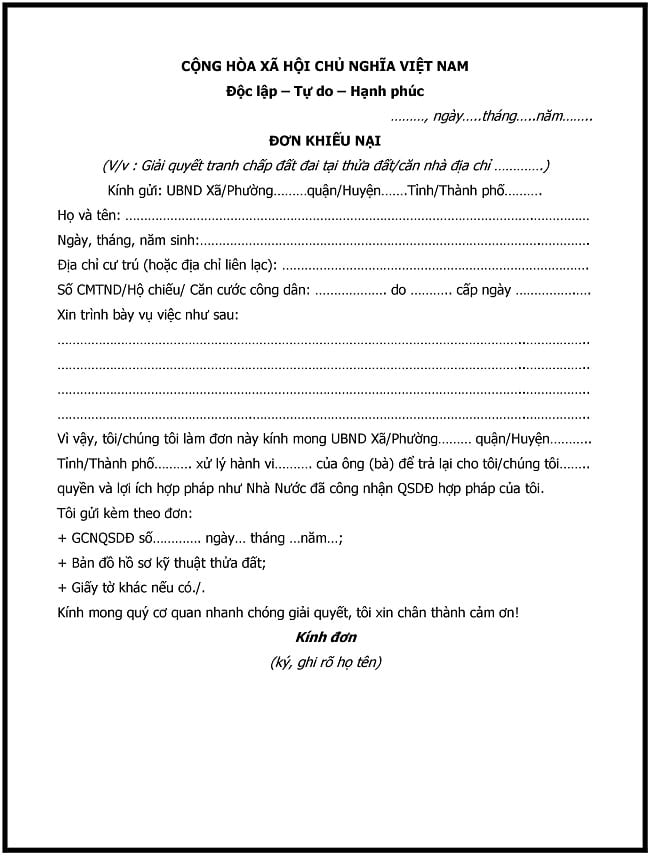 Hướng dẫn chi tiết cách viết đơn khiếu nại đất đai