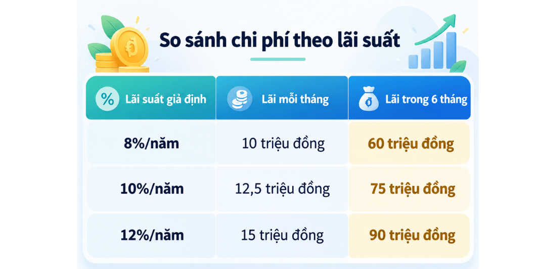 So sánh chi phí theo lãi suất