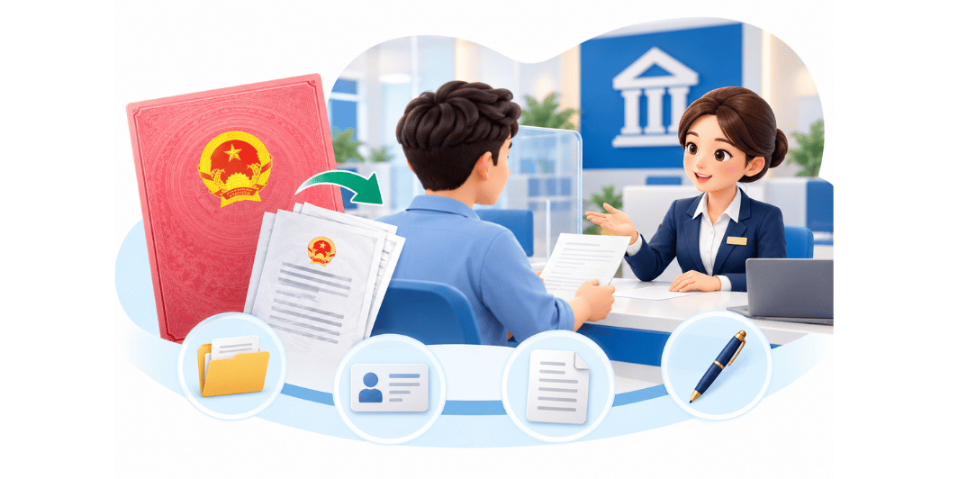 Xin bản sao sổ đỏ đang thế chấp tại ngân hàng cần liên hệ ai và chuẩn bị gì
